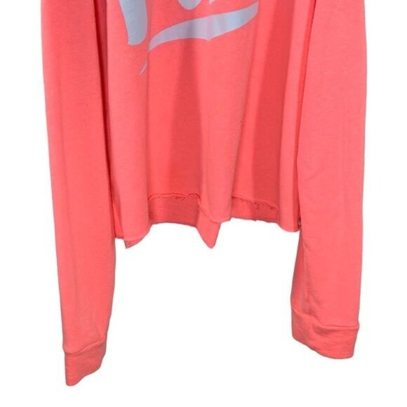 PINK Victoria’s Secret Cold Shoulder Sweatshirt Tank Coral Logo Graphic XS - Picture 3 of 11